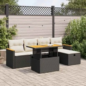Set de sofás de jardín 6 piezas y cojines ratán sintético negro by , Garden sets - Ref: Foro24-3328106, Price: 379,86 €, Disc...
