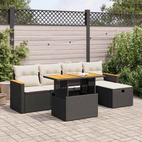 Set de sofás de jardín 6 piezas y cojines ratán sintético negro von , Gartensets - Ref: Foro24-3328106, Preis: 386,73 €, Raba...