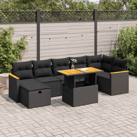 Set de muebles de jardín 5 pzas y cojines ratán sintético negro von , Gartensets - Ref: Foro24-3328119, Preis: 556,94 €, Raba...