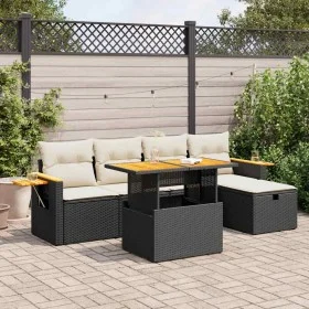 Set de sofás de jardín 6 piezas y cojines ratán sintético negro by , Garden sets - Ref: Foro24-3328127, Price: 393,60 €, Disc...