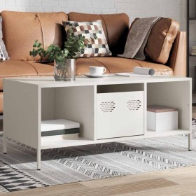 Mesa de centro acero laminado en frío blanco 101,5x50x43,5 cm by , Coffee table - Ref: Foro24-851279, Price: 124,98 €, Discou...