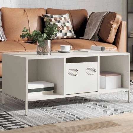 Mesa de centro acero laminado en frío blanco 101,5x50x43,5 cm by , Coffee table - Ref: Foro24-851279, Price: 123,40 €, Discou...