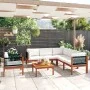 Gartenmöbel 7 Stück creme Kissen massives Akazienholz von vidaXL, Gartensets - Ref: Foro24-3057889, Preis: 728,53 €, Rabatt: %