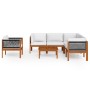 7-piece garden furniture set with cream cushions made of solid acacia wood. by vidaXL, Garden sets - Ref: Foro24-3057889, Pri...