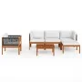 Muebles de jardín 6 pzas cojines crema madera maciza de acacia de vidaXL, Conjuntos de jardín - Ref: Foro24-3057880, Precio: ...