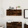Mueble pared baño madera ingeniería roble ahumado 100x25x40 cm by , bathroom vanities - Ref: Foro24-860107, Price: 73,41 €, D...