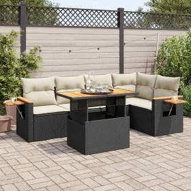 Set sofás jardín y cojines 5 pzas ratán sintético acacia negro by , Garden sets - Ref: Foro24-3327598, Price: 422,98 €, Disco...