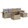 Set sofás jardín y cojines 7 pzas ratán sintético acacia beige by , Garden sets - Ref: Foro24-3327587, Price: 415,62 €, Disco...