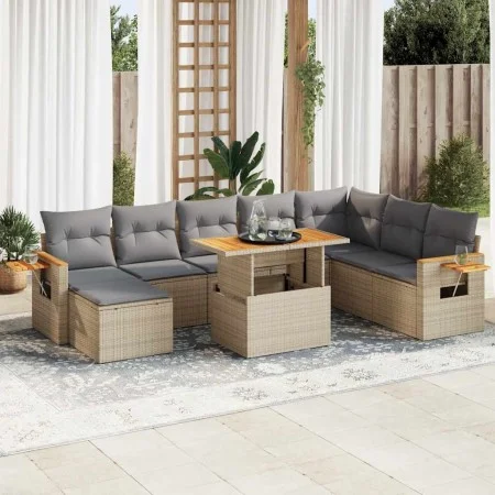 Set sofás jardín y cojines 7 pzas ratán sintético acacia beige by , Garden sets - Ref: Foro24-3327636, Price: 593,51 €, Disco...