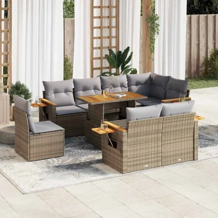 Set sofás jardín y cojines 9 pzas ratán sintético acacia beige von , Gartensets - Ref: Foro24-3327615, Preis: 667,11 €, Rabat...