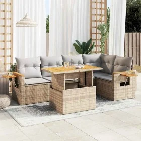 Set sofás jardín y cojines 5 pzas ratán sintético acacia beige by , Garden sets - Ref: Foro24-3327601, Price: 445,00 €, Disco...