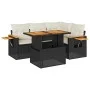 Set sofás jardín y cojines 4 pzas ratán sintético acacia negro by , Garden sets - Ref: Foro24-3327591, Price: 371,36 €, Disco...