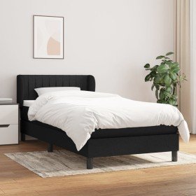 Cama box spring con colchón tela negro 90x200 cm en Camas y somieres | Comprar online en Foro24