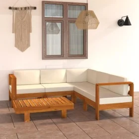 Gartenmöbel 6 Stück Kissen weiß cremefarbenes Akazienholz von vidaXL, Gartensets - Ref: Foro24-3057935, Preis: 730,84 €, Raba...