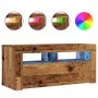 Mueble TV luces LED madera ingeniería envejecida 90x35x40 cm de , Muebles TV - Ref: Foro24-856321, Precio: 71,04 €, Descuento: %