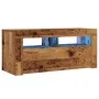 Mueble TV luces LED madera ingeniería envejecida 90x35x40 cm de , Muebles TV - Ref: Foro24-856321, Precio: 71,04 €, Descuento: %