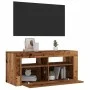 Mueble TV luces LED madera ingeniería envejecida 90x35x40 cm de , Muebles TV - Ref: Foro24-856321, Precio: 71,04 €, Descuento: %
