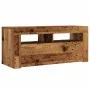 Mueble TV luces LED madera ingeniería envejecida 90x35x40 cm de , Muebles TV - Ref: Foro24-856321, Precio: 71,04 €, Descuento: %