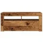 Mueble TV luces LED madera ingeniería envejecida 90x35x40 cm de , Muebles TV - Ref: Foro24-856321, Precio: 71,04 €, Descuento: %