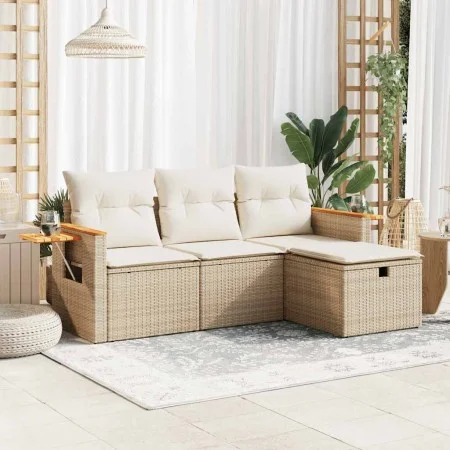 Juego de sofás jardín con cojines 4 pzas ratán sintético beige by , Garden sets - Ref: Foro24-3325950, Price: 310,00 €, Disco...