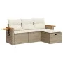 Juego de sofás jardín con cojines 4 pzas ratán sintético beige by , Garden sets - Ref: Foro24-3325950, Price: 310,00 €, Disco...