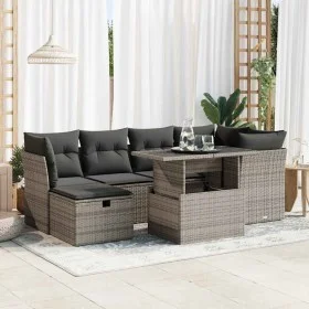 Set de sofás de jardín 7 pzas con cojines ratán sintético gris by , Garden sets - Ref: Foro24-3327780, Price: 461,94 €, Disco...