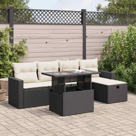 Set de sofás de jardín 6 piezas y cojines ratán sintético negro de , Conjuntos de jardín - Ref: Foro24-3327806, Precio: 402,5...
