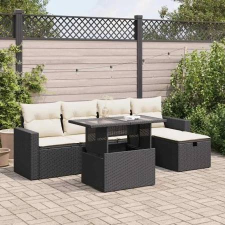 Set de sofás de jardín 6 piezas y cojines ratán sintético negro de , Conjuntos de jardín - Ref: Foro24-3327806, Precio: 395,1...