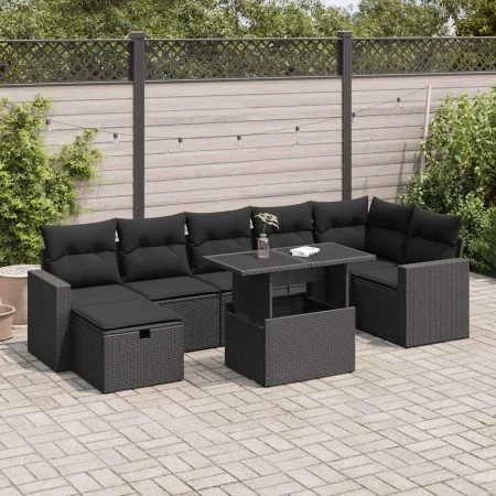 Set de sofás de jardín y cojines 8 piezas ratán sintético negro by , Garden sets - Ref: Foro24-3327825, Price: 554,46 €, Disc...