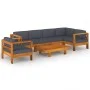 Muebles de jardín 7 pzas con cojines gris oscuro madera acacia de vidaXL, Conjuntos de jardín - Ref: Foro24-3057953, Precio: ...