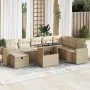 Set de sofás de jardín con cojines 9 pzas ratán sintético beige by , Garden sets - Ref: Foro24-3327838, Price: 664,34 €, Disc...