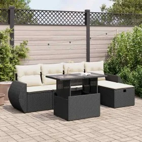 Set de sofás de jardín 6 piezas y cojines ratán sintético negro by , Garden sets - Ref: Foro24-3327886, Price: 465,50 €, Disc...