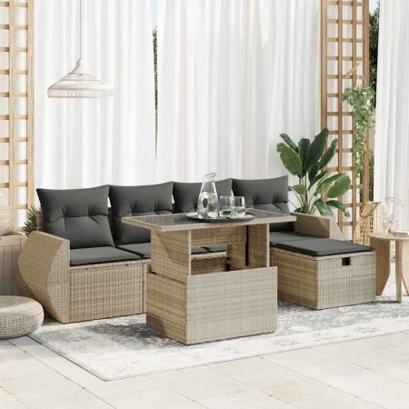 Set de sofás de jardín 6 pzas y cojines ratán sintético gris von , Gartensets - Ref: Foro24-3327892, Preis: 531,59 €, Rabatt: %
