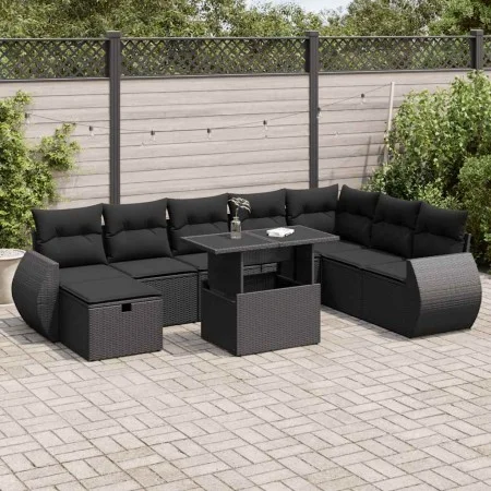 Set de sofás de jardín con cojines 9 pzas ratán sintético negro von , Gartensets - Ref: Foro24-3327915, Preis: 611,95 €, Raba...