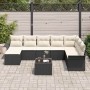 Conjunto de sofá de jardín con cojín 9 pcs Negro Poliratán