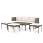 6-teiliges Gartenmöbel-Set und graue synthetische Rattankissen von vidaXL, Gartensets - Ref: Foro24-313340, Preis: 310,00 €, ...