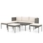 6-teiliges Gartenmöbel-Set und graue synthetische Rattankissen von vidaXL, Gartensets - Ref: Foro24-313340, Preis: 300,30 €, ...