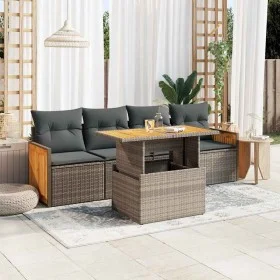 Set sofás jardín y cojines 5 pzas ratán sintético acacia gris von , Gartensets - Ref: Foro24-3327658, Preis: 364,90 €, Rabatt: %