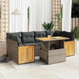 Set sofás jardín y cojines 7 pzas ratán sintético acacia gris by , Garden sets - Ref: Foro24-3327679, Price: 501,88 €, Discou...