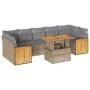 Set sofás jardín y cojines 8 pzas ratán sintético acacia beige by , Garden sets - Ref: Foro24-3327685, Price: 567,94 €, Disco...