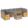 Set sofás jardín y cojines 8 pzas ratán sintético acacia beige by , Garden sets - Ref: Foro24-3327685, Price: 548,98 €, Disco...