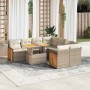 Set sofás jardín y cojines 9 pzas ratán sintético acacia beige by , Garden sets - Ref: Foro24-3327691, Price: 678,92 €, Disco...