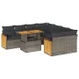 Set sofás jardín y cojines 9 pzas ratán sintético acacia gris by , Garden sets - Ref: Foro24-3327693, Price: 610,95 €, Discou...
