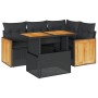 Set sofás jardín y cojines 5 pzas ratán sintético acacia negro by , Garden sets - Ref: Foro24-3327702, Price: 376,94 €, Disco...
