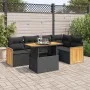 Set sofás jardín y cojines 6 pzas ratán sintético acacia negro by , Garden sets - Ref: Foro24-3327709, Price: 433,16 €, Disco...