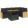 Set sofás jardín y cojines 6 pzas ratán sintético acacia negro by , Garden sets - Ref: Foro24-3327709, Price: 433,16 €, Disco...