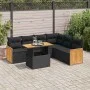 Set sofás jardín y cojines 7 pzas ratán sintético acacia negro by , Garden sets - Ref: Foro24-3327716, Price: 481,73 €, Disco...