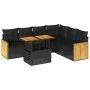Set sofás jardín y cojines 7 pzas ratán sintético acacia negro by , Garden sets - Ref: Foro24-3327716, Price: 481,73 €, Disco...