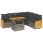 Set sofás jardín y cojines 7 pzas ratán sintético acacia gris von , Gartensets - Ref: Foro24-3327721, Preis: 487,64 €, Rabatt: %