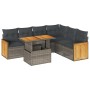 Set sofás jardín y cojines 7 pzas ratán sintético acacia gris de , Conjuntos de jardín - Ref: Foro24-3327721, Precio: 478,35 ...